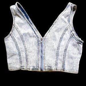 Rare 90’s Jordache Jeans Acid Wash Women’s Cropped Vest Sz M